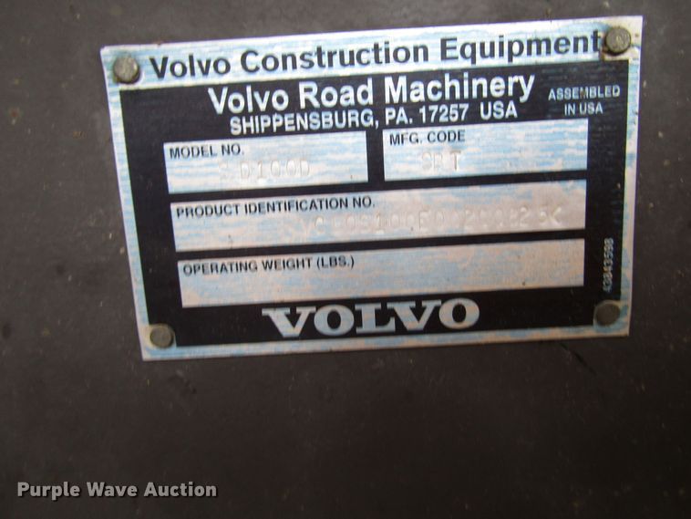 image for item DG6657 2009 Volvo SD100D single drum vibratory roller