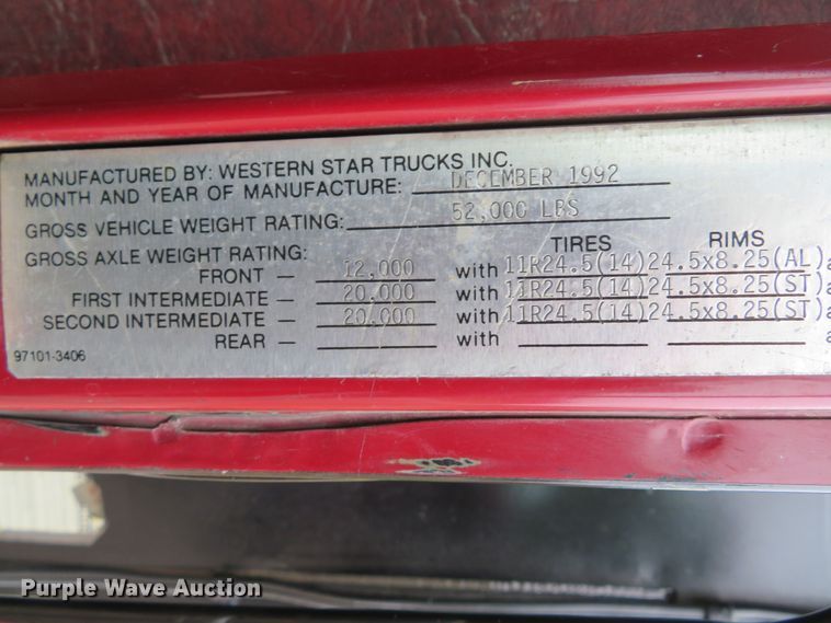 image for item DH1670 1993 Western Star 4964F dump truck