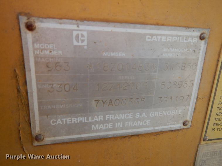 image for item DH2682 1986 Caterpillar 963 track loader