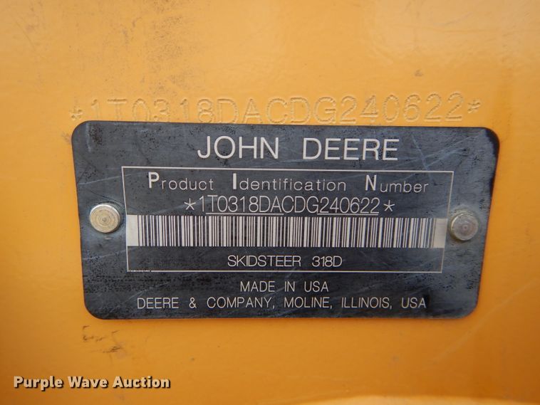 image for item DH2705 2013 John Deere 318D skid steer
