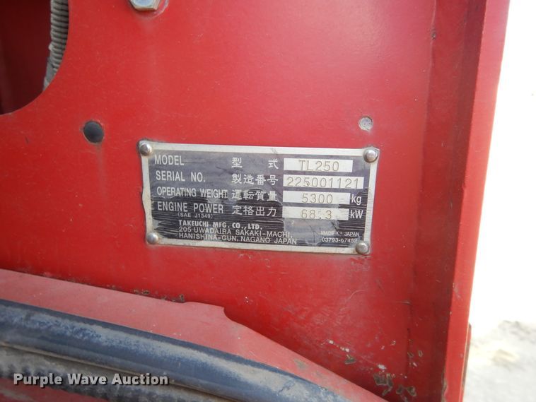 image for item DY9859 2011 Takeuchi TL250 skid steer
