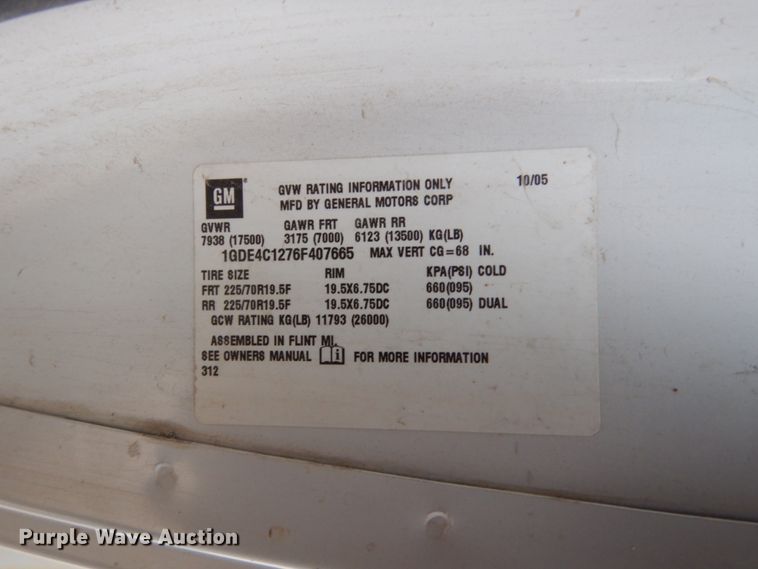 image for item EC9087 2006 GMC C4500 flatbed truck