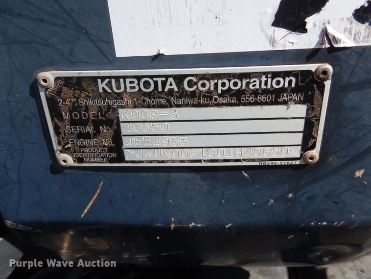 image for item GC9618 2014 Kubota K008-3 mini excavator