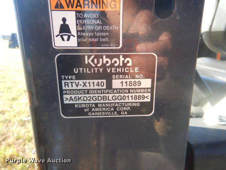 image for item GC9629 2016 Kubota RTV-X1140 utility vehicle