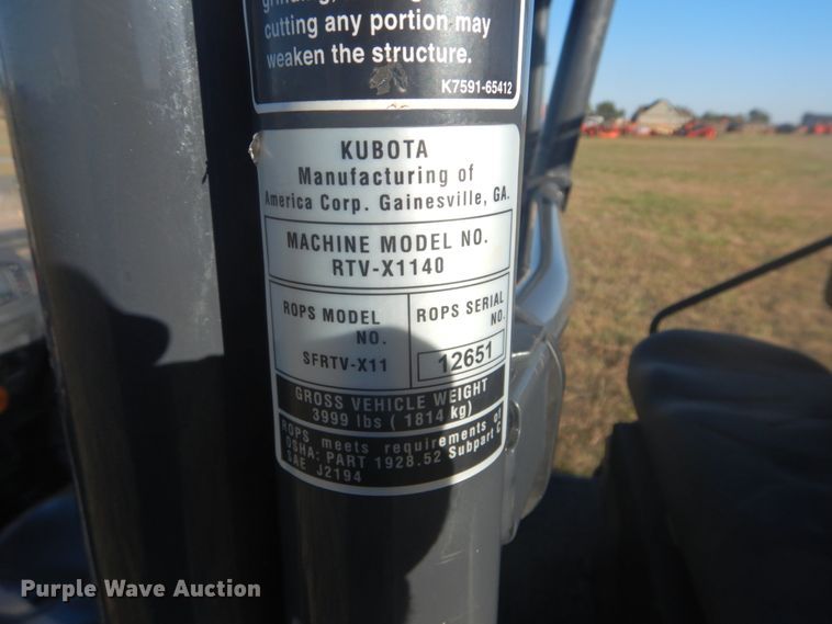 image for item GC9632 2016 Kubota RTV-X1140 utility vehicle