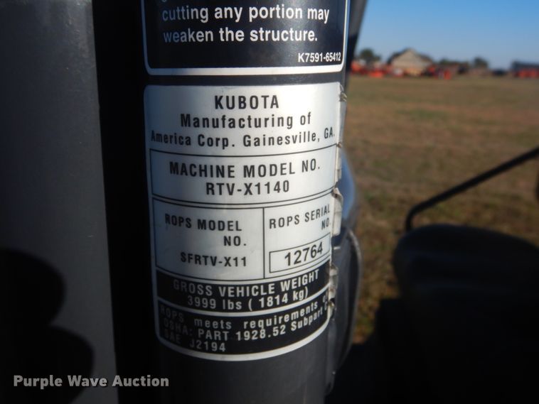 image for item GC9634 2016 Kubota RTV-X1140 utility vehicle