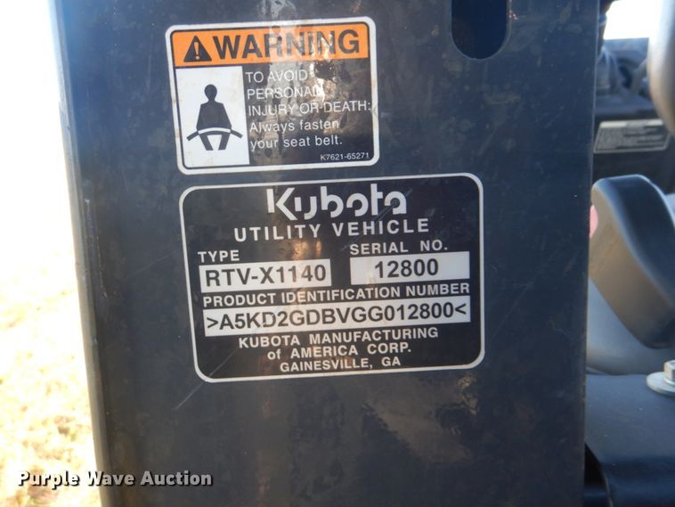 image for item GC9634 2016 Kubota RTV-X1140 utility vehicle