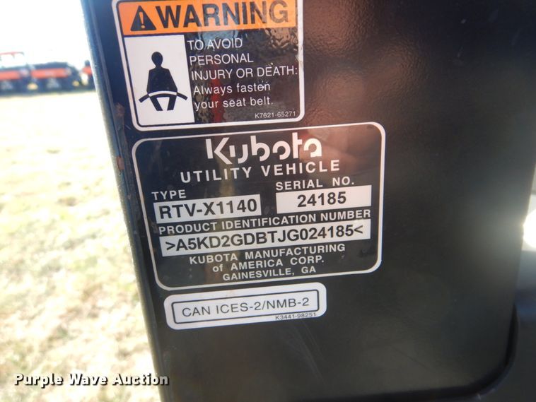 image for item GC9637 2018 Kubota RTV-X1140 utility vehicle