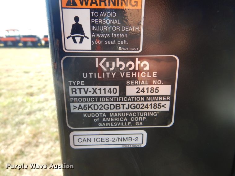 image for item GC9637 2018 Kubota RTV-X1140 utility vehicle