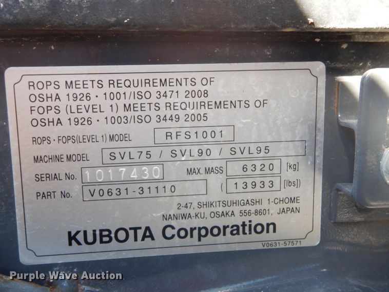 image for item GC9648 2018 Kubota SVL95-2S skid steer