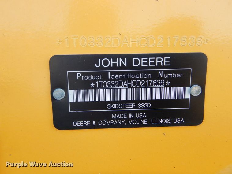 image for item GC9654 2012 John Deere 332D skid steer
