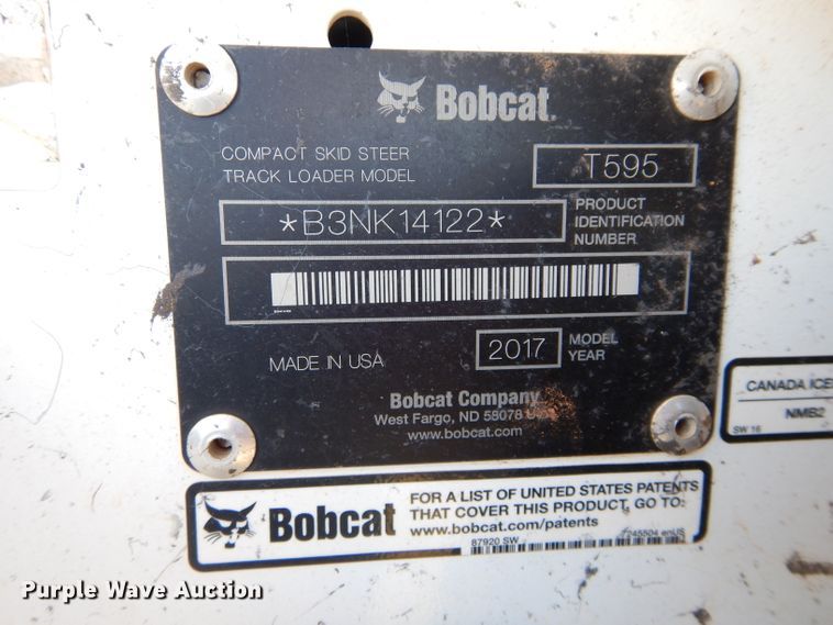 image for item GC9662 2017 Bobcat T595 skid steer