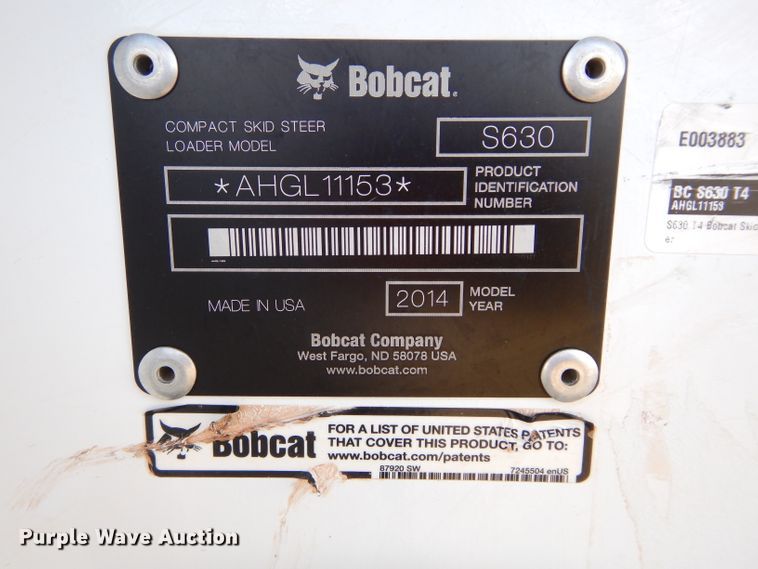 image for item GC9663 2014 Bobcat S630 skid steer