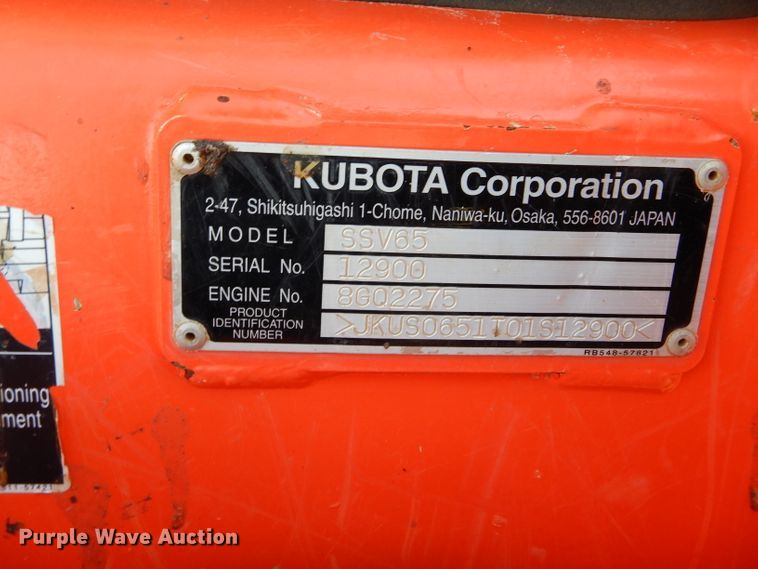 image for item GC9668 2016 Kubota SSV65 skid steer