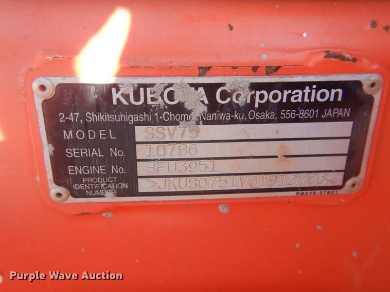 image for item GC9671 2016 Kubota SSV75 skid steer