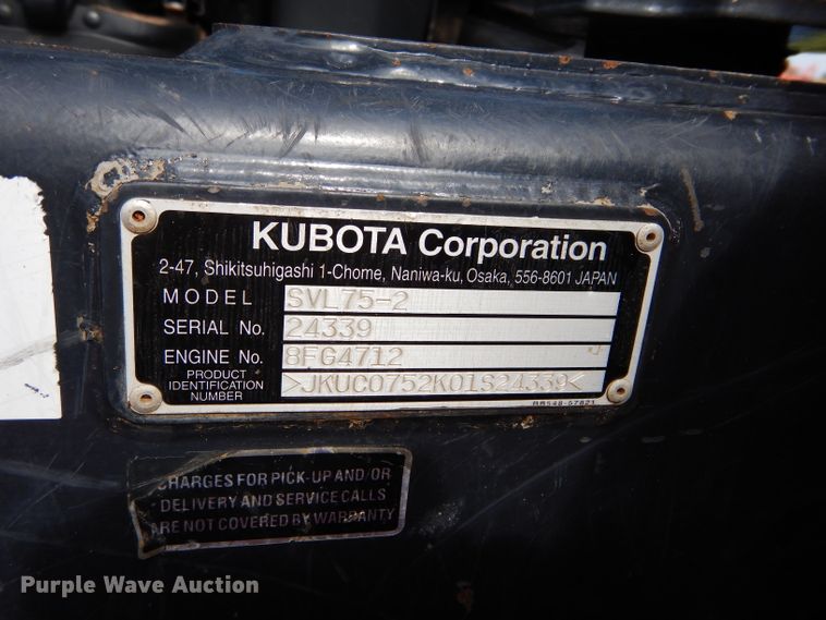 image for item GC9675 2015 Kubota SVL75-2 skid steer