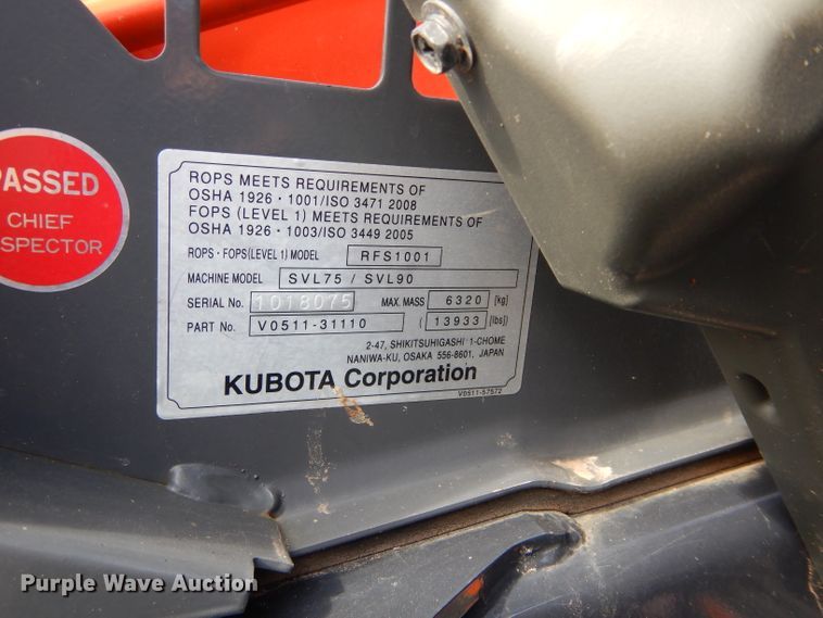 image for item GC9675 2015 Kubota SVL75-2 skid steer