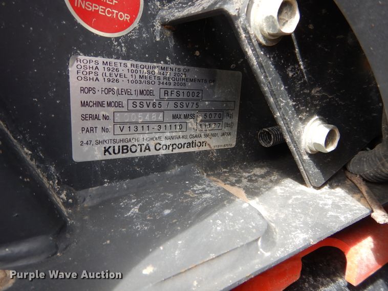 image for item GC9678 2017 Kubota SSV65 skid steer