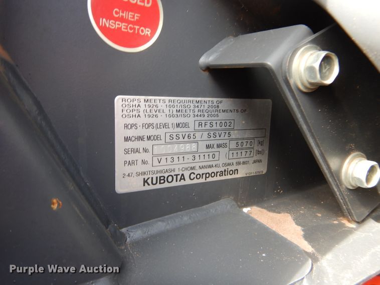 image for item GC9680 2016 Kubota SSV65 skid steer