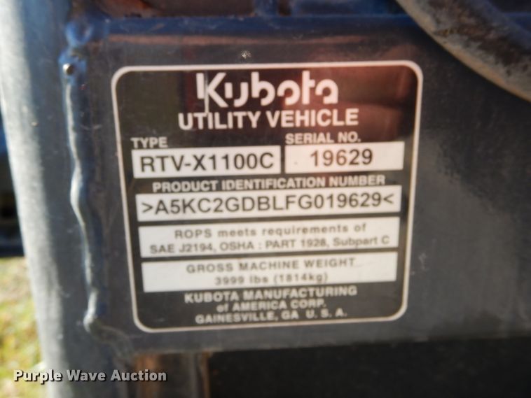 image for item GC9681 2015 Kubota RTV-X1100C utility vehicle