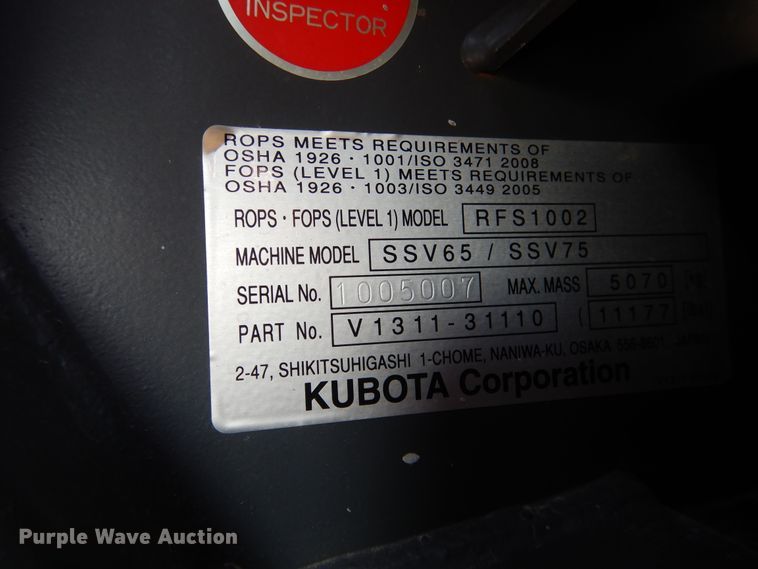 image for item GC9737 2016 Kubota SSV65 skid steer