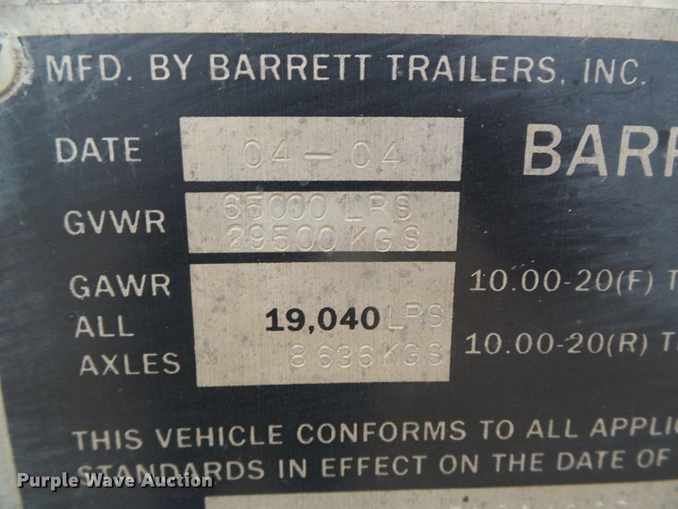 image for item DG0353 2004 Barrett livestock trailer