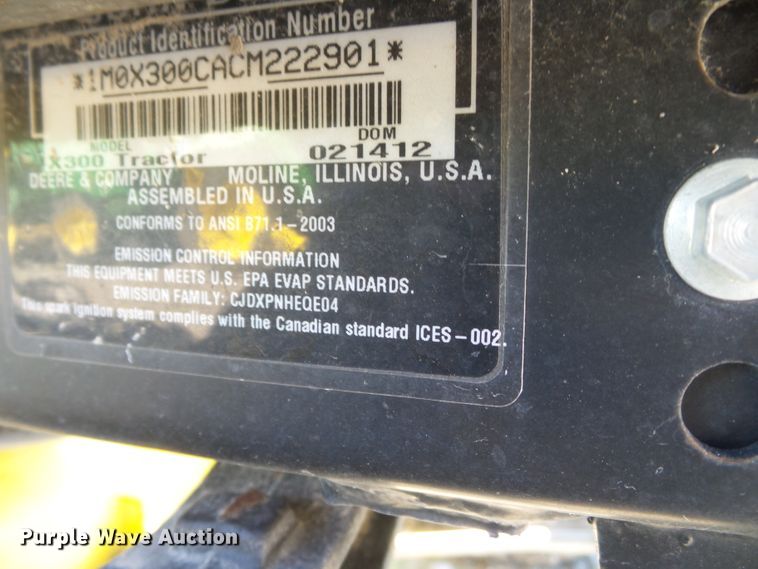 image for item DH7789 2003 John Deere X300 lawn mower