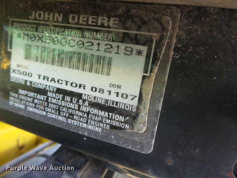 image for item DH7790 2007 John Deere X500 lawn mower