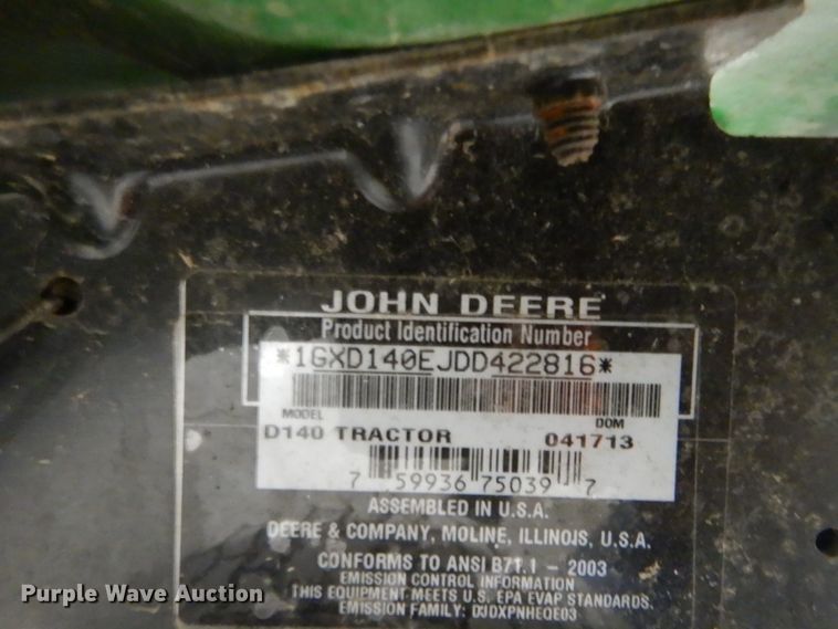 image for item GC9365 2014 John Deere D140 lawn mower
