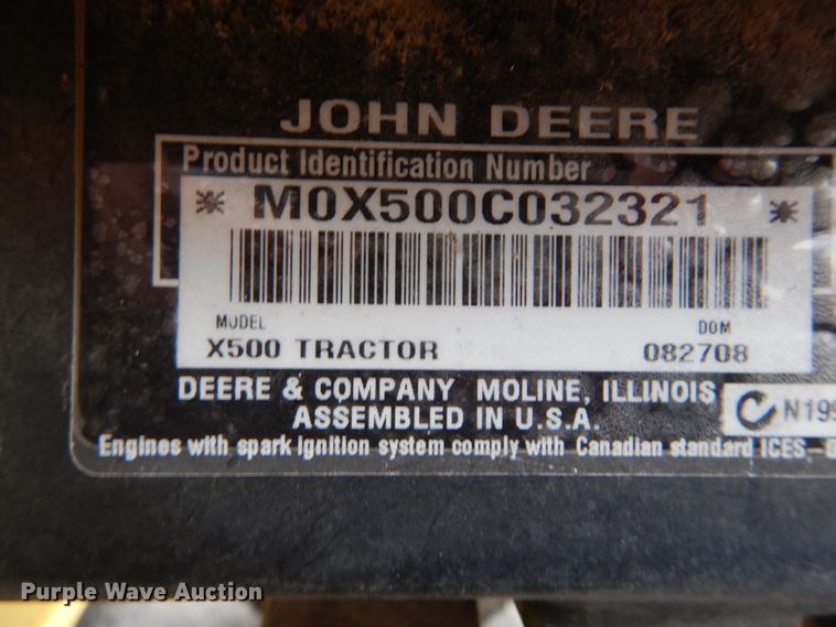 image for item GC9367 2008 John Deere X500 lawn mower