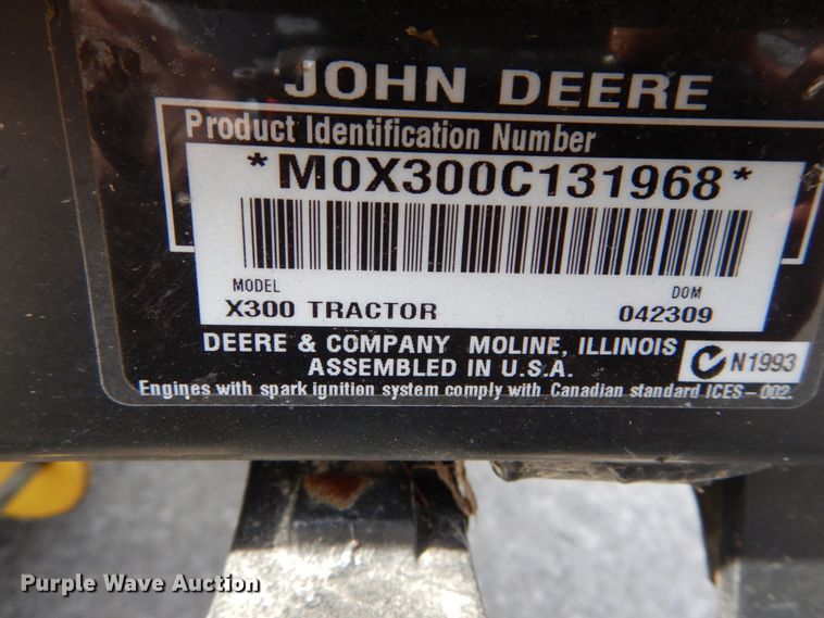 image for item GC9371 John Deere X300 lawn mower