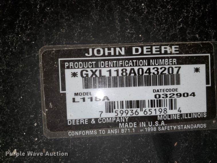 image for item GC9381 John Deere L118 lawn mower