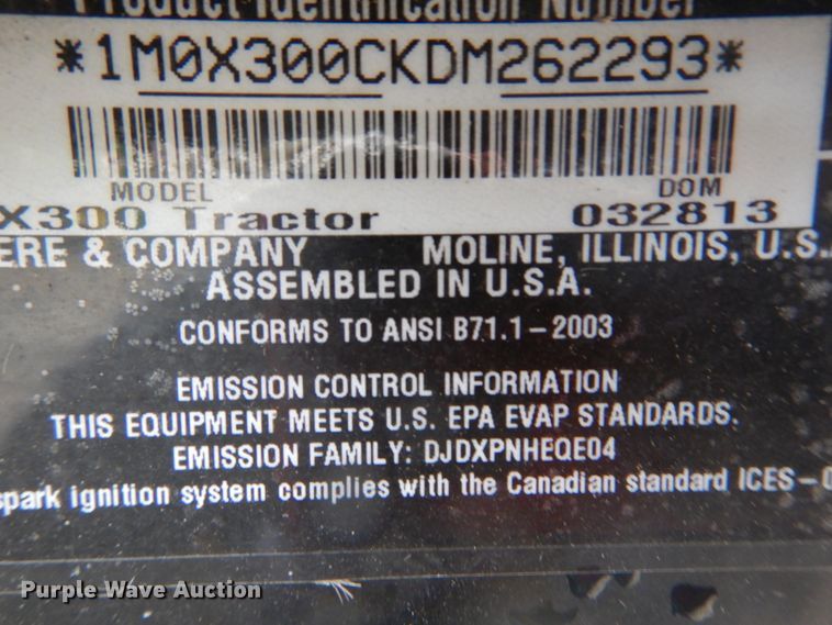 image for item GC9382 2013 John Deere X300 lawn mower