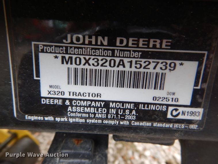 image for item GC9384 2010 John Deere X320 lawn mower