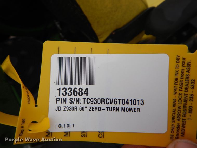 image for item GC9387 2016 John Deere Z930R ZTR lawn mower