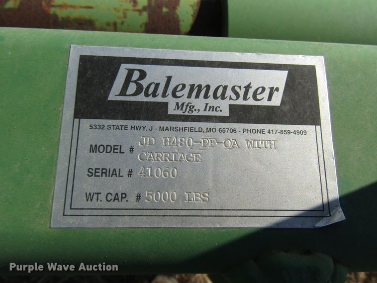 image for item GH9252 Balemaster JDH480 pallet forks