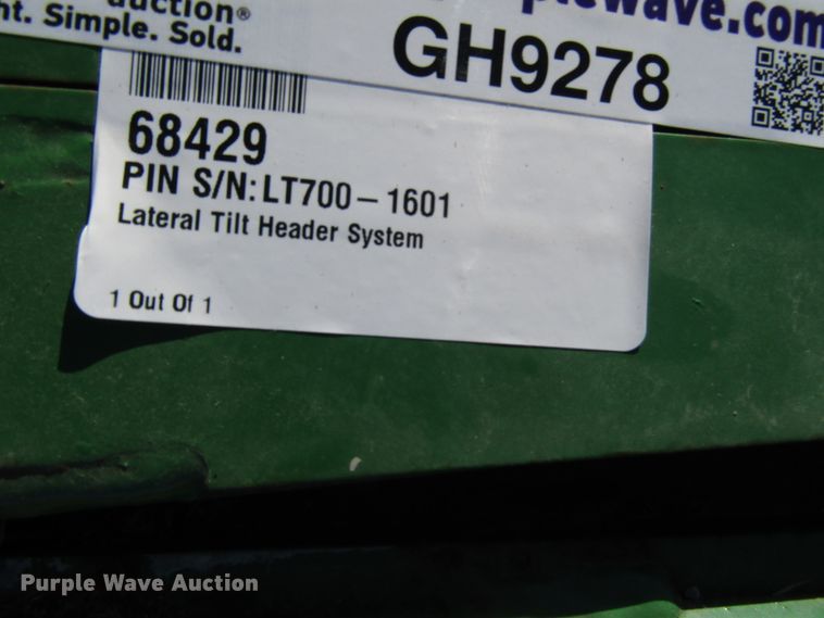 image for item GH9278 2011 Hillco LT700 lateral tilt header system