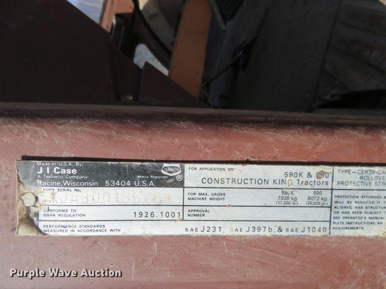 image for item H1183 1991 Case 580 Super K landscape tractor