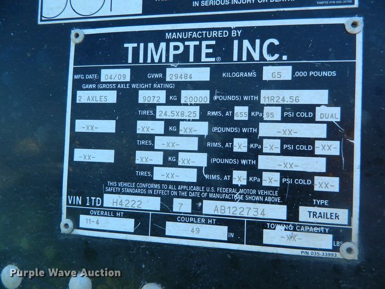 image for item DE4363 2010 Timpte double hopper bottom grain trailer