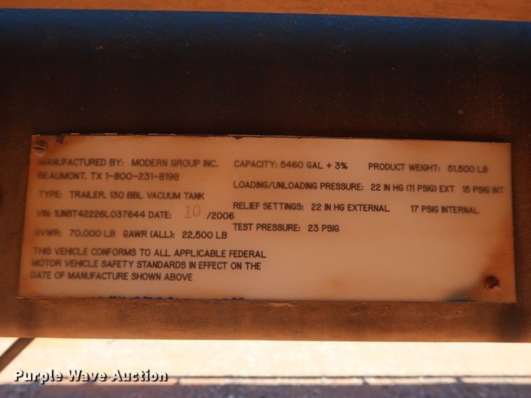 image for item DG4230 2006 Dragon vacuum tank trailer