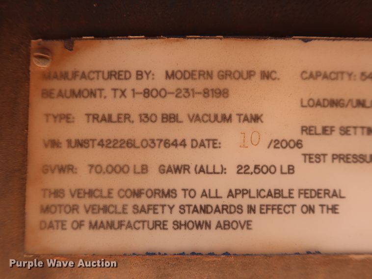 image for item DG4230 2006 Dragon vacuum tank trailer