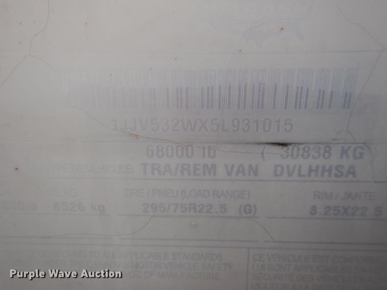 image for item DH6202 2005 Wabash dry van trailer