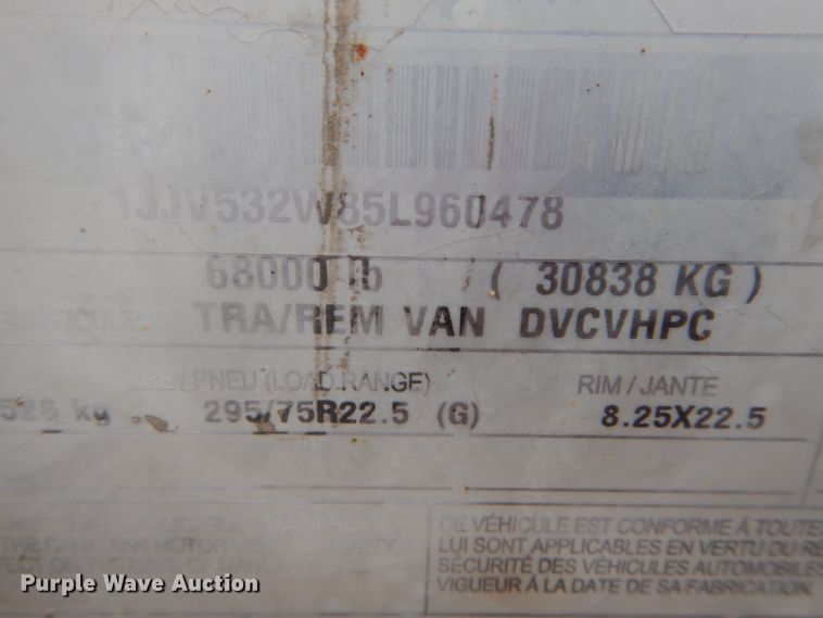 image for item DH6883 2005 Wabash dry van trailer