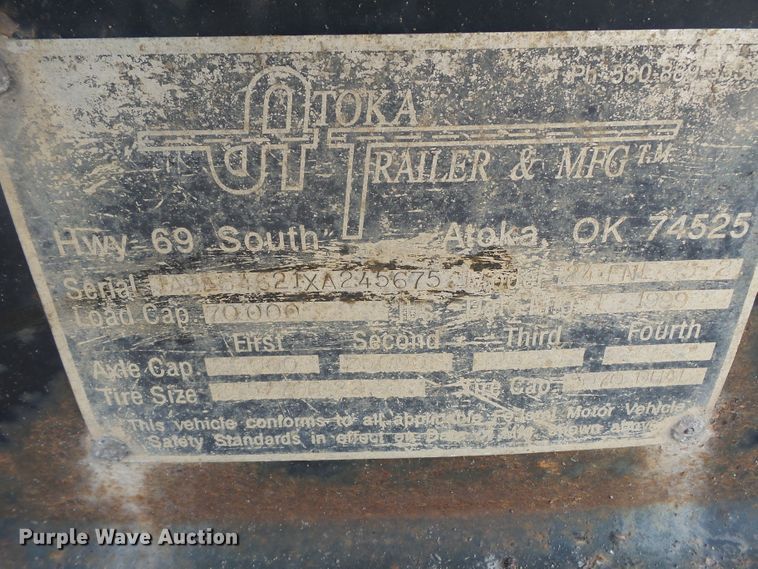 image for item DH7776 1999 Atoka lowboy equipment trailer