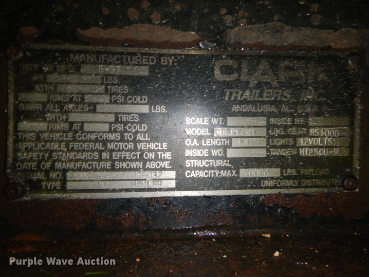 image for item DI2273 1997 Clark CDFBT-97 drop deck equipment trailer