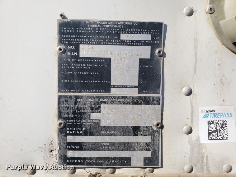 image for item ET9952 1998 Utility dry van trailer