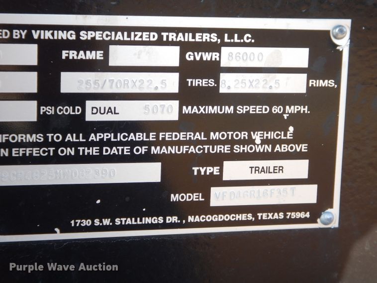 image for item FA9847 2019 Viking VFD46R16F35T drop deck equipment trailer