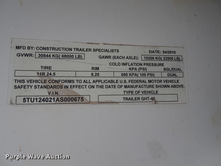 image for item GC9078 2010 CTS GHT-40 double hopper grain trailer