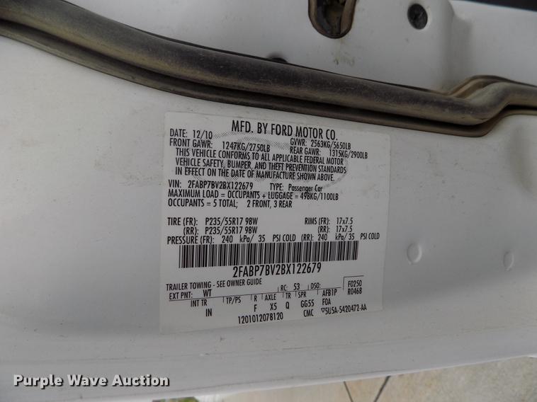 image for item DE1166 2011 Ford Crown Victoria Police Interceptor