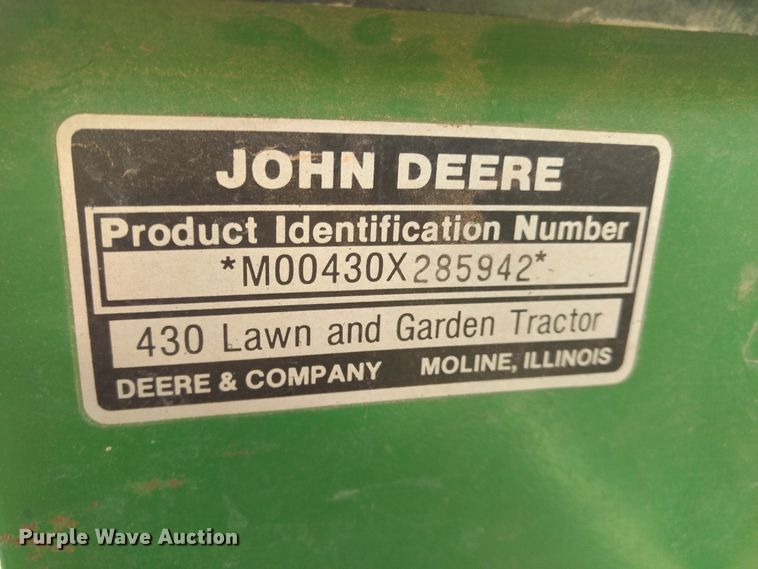 image for item DE1312 John Deere 430 lawn mower